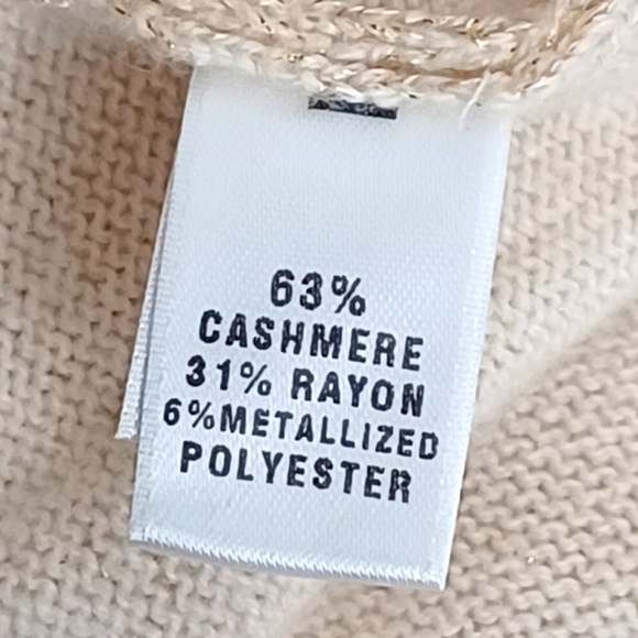 St. John Old Money Cashmere Blend Cream Gold Crewneck Jumper Sweater - Picture 8 of 13